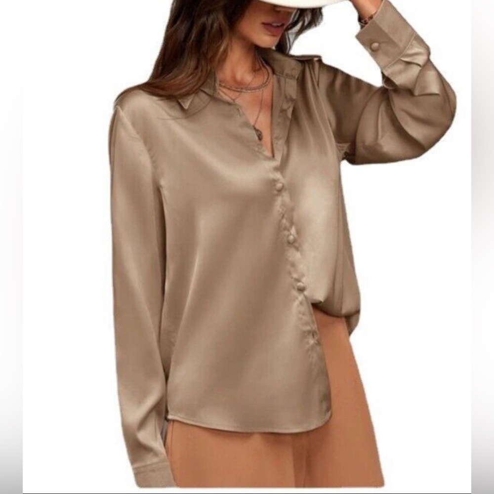 Satin Button Up Blouse